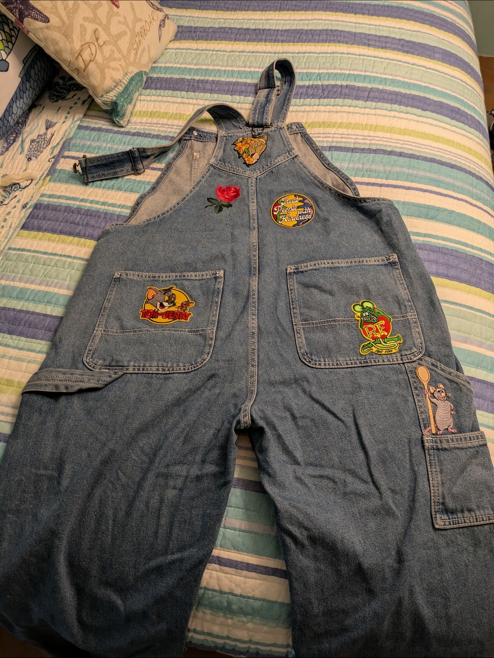 Vans Blue Denim Patchwork Overalls - Picture 7 of 10